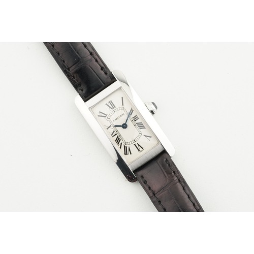 61 - CARTIER TANK AMERICAINE 18CT WHITE GOLD REF. 1713, rectangular off white dial with hour markers and ... 