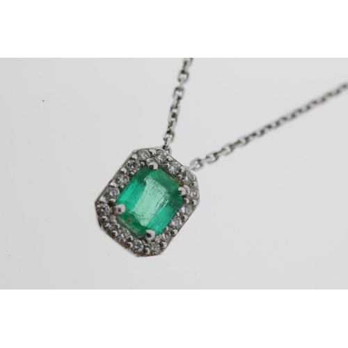 1018 - An 18ct emerald & diamond necklace.