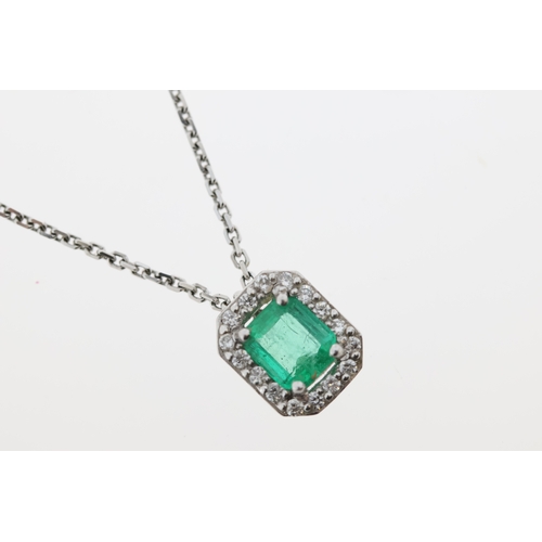 1018 - An 18ct emerald & diamond necklace.