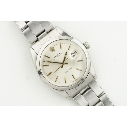 121 - ROLEX OYSTERDATE PRECISION REF. 6694, circular silver dial with hour markers and hands, 34mm stainle... 