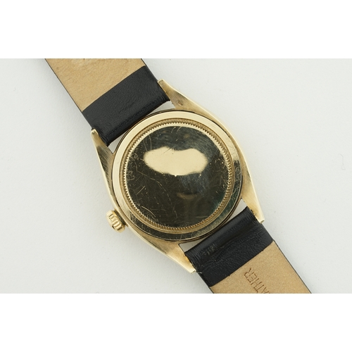 128 - ROLEX OYSTER 9CT GOLD WRISTWATCH REF. 6422 CIRCA 1959, circular off white dial with hour markers and... 