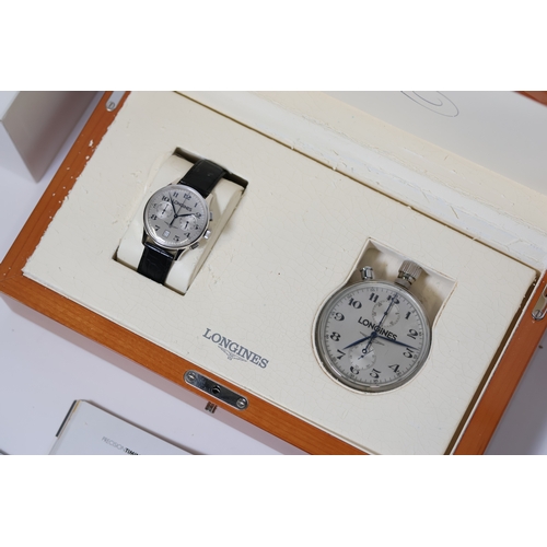 10 - RARE LONGINES HONOUR AND GLORY LIMITED EDITION SET, 1) An 18ct white gold Longines chronograph, refe... 