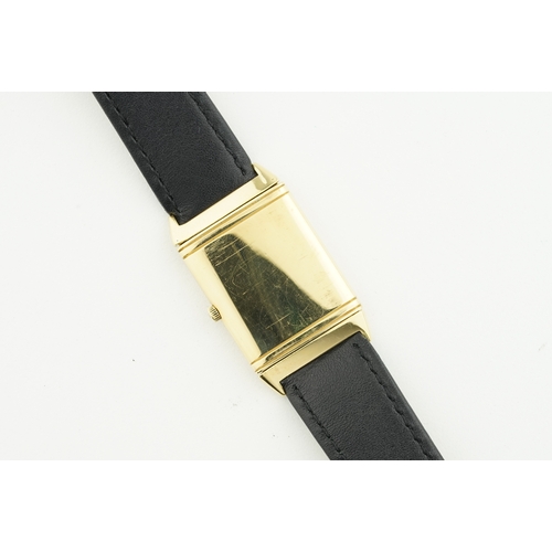 198 - JAEGER LE-COULTRE REVERSO 18CT GOLD WRISTWATCH, rectangular two tone dial with hour markers and hand... 