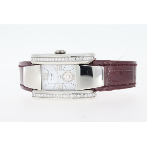 21 - CHOPARD LA STRADA DIAMOND SET QUARTZ REFERENCE 8357, rectangular white dial with roman numerals, sub... 