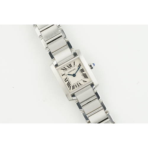 216 - CARTIER TANK FRANCAISE W/ GUARANTEE PAPERS REF. 2384 CIRCA 2000, square off white dial with roman nu... 