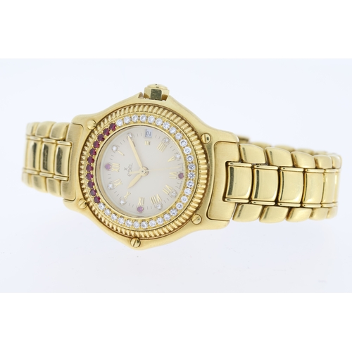 54 - Brand: Ladies Ebel
Model Name: Discovery 18ct Yellow Gold Ruby & Diamond
Reference: 202
Complication... 