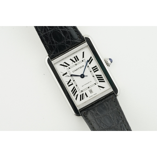 189 - CARTIER TANK SOLO XL AUTOMATIC REF. 3515 W5200027, rectangular silver/white dial with hour markers a... 