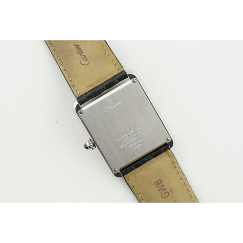 194 - CARTIER TANK SOLO REF. 3169, rectangular silver/white dial with hour markers and hands, 27x35mm stai... 