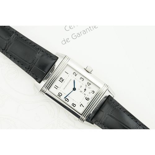 195 - JAEGER LE-COULTRE REVERSO 8 GRANDE POWER RESERVE W/ GUARANTEE PAPERS REF. 240.8.14, rectangular silv... 