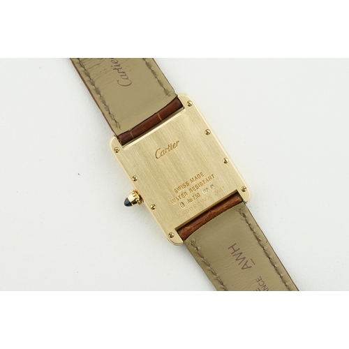 203 - CARTIER TANK LOUIS 18CT GOLD REF. 2441 W1529756, rectangular dial with hour markers and hands, 25x33... 