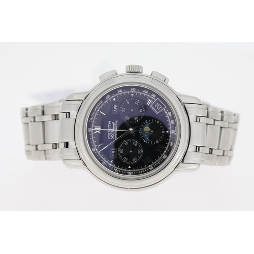 234 - ZENITH EL PRIMERO CHRONOMASTER TRIPLE CALENDAR WITH BOX AND PAPERS REF 02.0240.410/21, circular blac... 