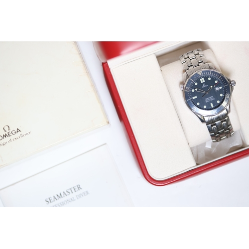 112 - Brand: Omega
 Model Name: Seamaster 300M
 Movement: Quartz
 Box: Yes
 Year: Circa 1998
 Dial shape: ... 