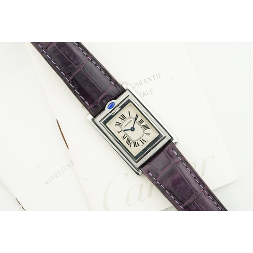132 - CARTIER TANK BASCULANTE W/ GUARANTEE PAPERS REF. 2386, rectangular dial with hour markers and hands,... 