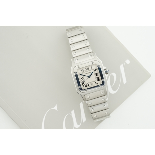 139 - CARTIER SANTOS GALBEE STEEL DATE W/ GUARANTEE PAPERS REF. 1564, square off white dial with hour mark... 