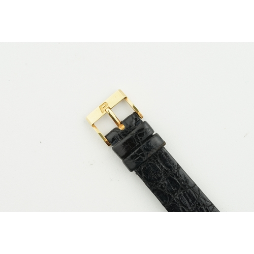 141 - PIAGET PROTOCOLE 18CT GOLD DIAMOND SET W/ GUARANTEE PAPERS REF. 91530, square champagne dial with ho... 