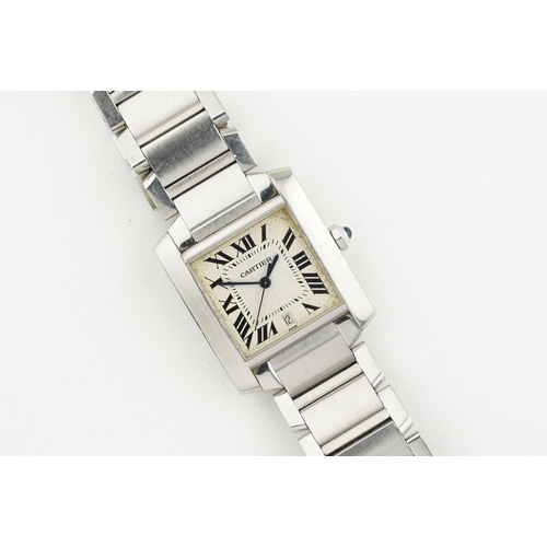 144 - CARTIER TANK FRANCAISE REF. 2302, square off white dial with roman numeral hour markers and hands, 2... 