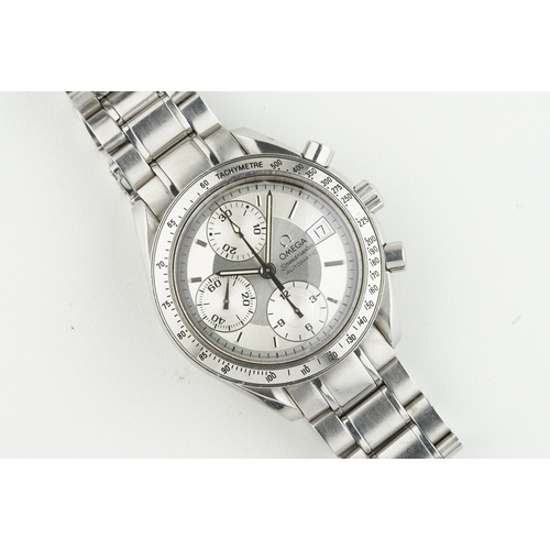 150 - OMEGA SPEEDMASTER DATE AUTOMATIC CHRONOGRAPH, circular silver dial with stick hour markers and hands... 