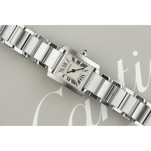 151 - CARTIER TANK FRANCAISE W/ GUARANTEE PAPERS REF. 2384 CIRCA 2000, square off white dial with roman nu... 