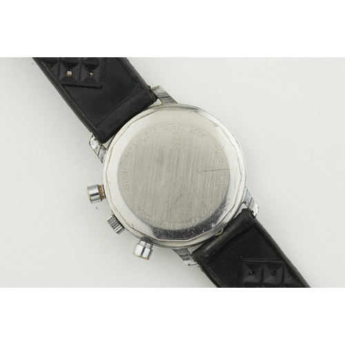 155 - YACHTING BIG EYE CHRONOGRAPH, circular black dial with hour markers and hands, 36mm chrome case with... 