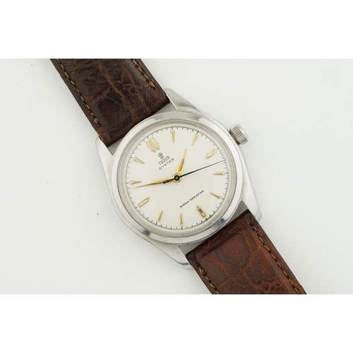 160 - TUDOR OYSTER SMALL ROSE, circular off white dial with applied hour markers and alpha hands, 34mm sta... 