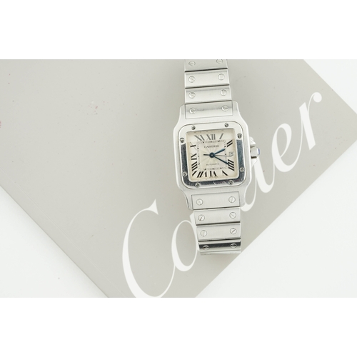 174 - CARTIER SANTOS GALBEE AUTOMATIC W/ GUARANTEE PAPERS REF. 2319, square guilloche dial with hour marke... 