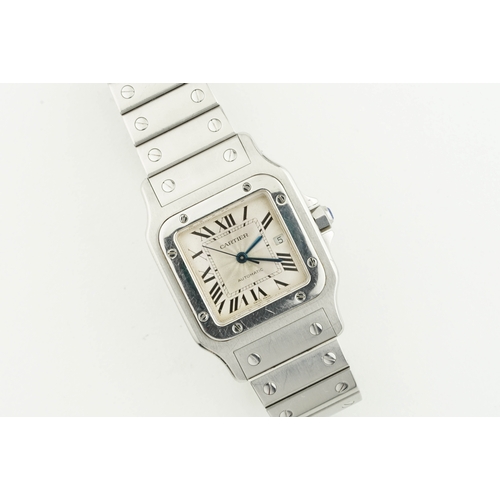 174 - CARTIER SANTOS GALBEE AUTOMATIC W/ GUARANTEE PAPERS REF. 2319, square guilloche dial with hour marke... 