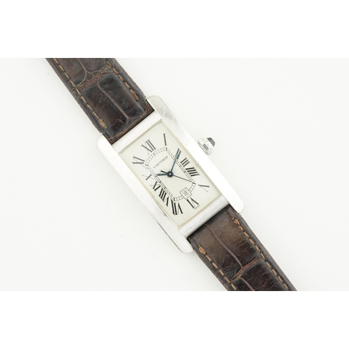 175 - CARTIER TANK AMERICAINE 18CT WHITE GOLD W/ GUARANTEE PAPERS REF. 1726, rectangular guilloche dial wi... 
