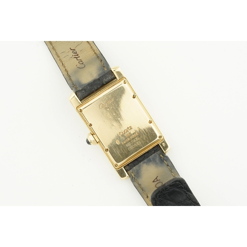 180 - CARTIER TANK AMERICAINE 18CT GOLD REF. W2600951, rectangular guilloche dial with hour markers and ha... 