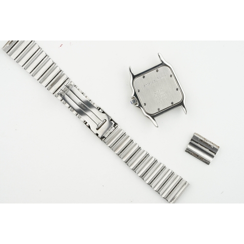162 - CARTIER SANTOS GALBEE STEEL & GOLD DATE REF. 187901 CIRCA 1980s, square off white dial with blue rom... 