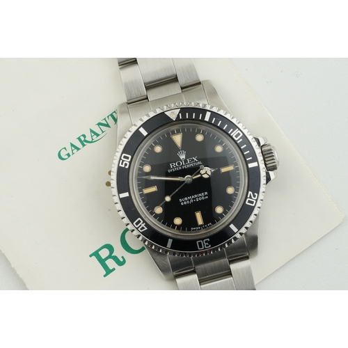 130 - ROLEX OYSTER PERPETUAL SUBMARINER GLOSS DIAL W/ GUARANTEE PAPERS REF. 5513 CIRCA 1989, circular blac... 