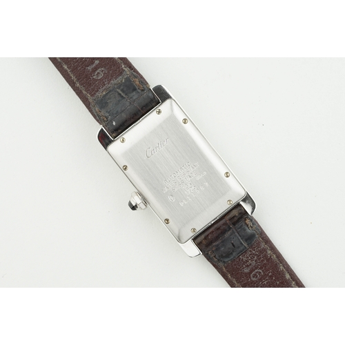 136 - CARTIER TANK AMERICAINE 18CT WHITE GOLD W/ GUARANTEE PAPERS REF. 1726, rectangular guilloche dial wi... 