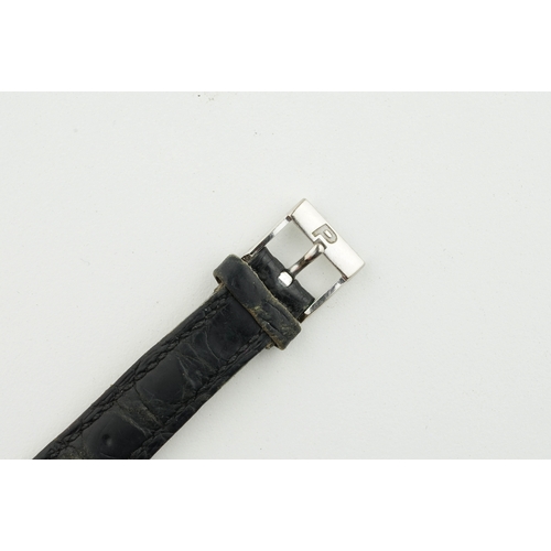 146 - PIAGET PROTOCOLE 18CT WHITE GOLD W/ GUARANTEE PAPERS REF. 8345, rectangular grey/black dial with dau... 