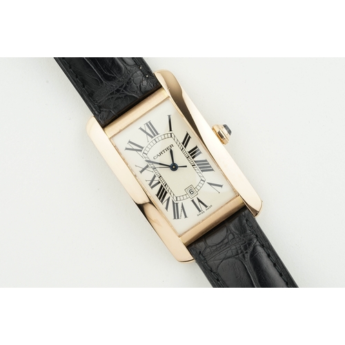 147 - CARTIER TANK AMERICAINE XL 18CT GOLD REF. 2505 W2603156, rectangular dial with hour markers and hand... 