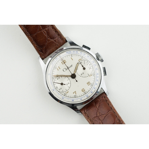 161 - CLEBAR CHRONOGRAPH WRISTWATCH, circular twin register dial with hour markers and hands, 35mm stainle... 
