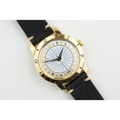 163 - TISSOT 24HR WORLD TIMER GOLD PLATED, circular dial with hour markers and hands, 36mm gold plated cas... 
