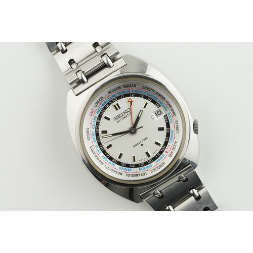 165 - SEIKO AUTOMATIC WORLD TIME WRISTWATCH REF. 6117-6400, circular dial with hour markers and hands, 41m... 