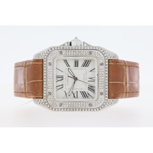 27 - Brand: Cartier
 Model Name: Santos 100
 Reference: 2878
 Movement: Automatic
 Dial shape: Square
 Di... 
