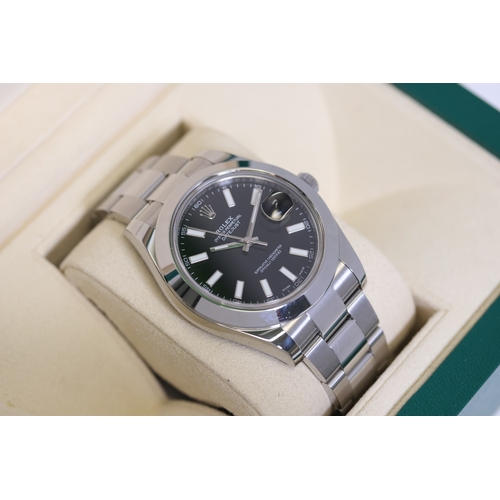 38 - Rolex Datejust II 41 Black Dial Reference 116300 With Box Circa 2016, circular black dial with appli... 
