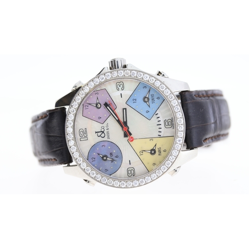 132 - Brand: Jacob & Co
 Model Name: Five Time Zones 
 Movement: Quartz
 Year: Circa 2000's
 Dial shape: C... 