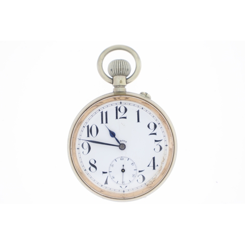 169 - Goliath 8 Day pocket watch with silver fronted leather case, Arabic numerals, sub seconds, 8 Day, ke... 