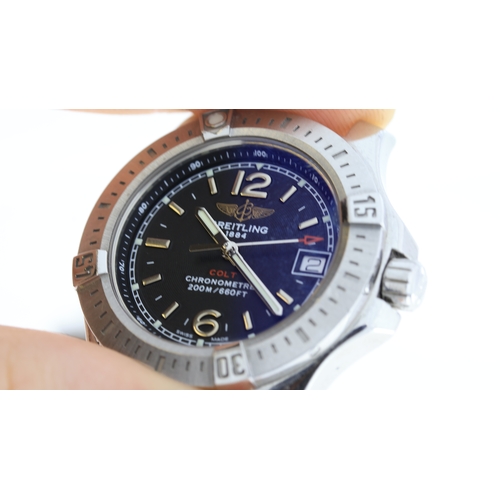 17 - Brand: Breitling
 Model Name: Colt 
 Reference: A77388
 Movement: Quartz
 Dial shape: Circular
 Dial... 