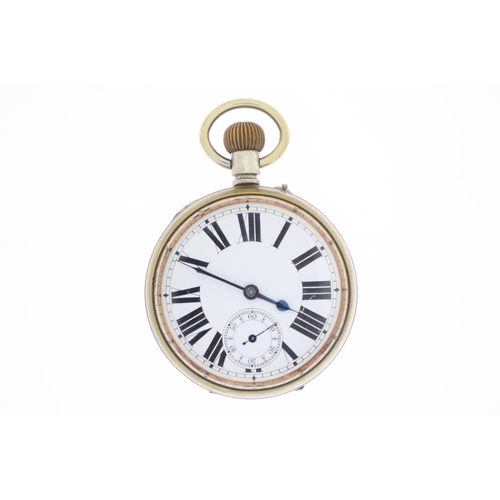 170 - Goliath pocket watch with leather case, Roman numerals, sub seconds, 56mm diameter, keyless wind, un... 