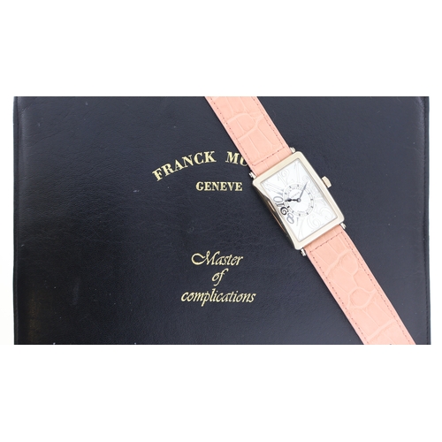 180 - FRANCK MULLER LONG ISLAND RELIEF 18K WHITE GOLD AUTOMATIC WRISTWATCH, rectangular textured dial with... 