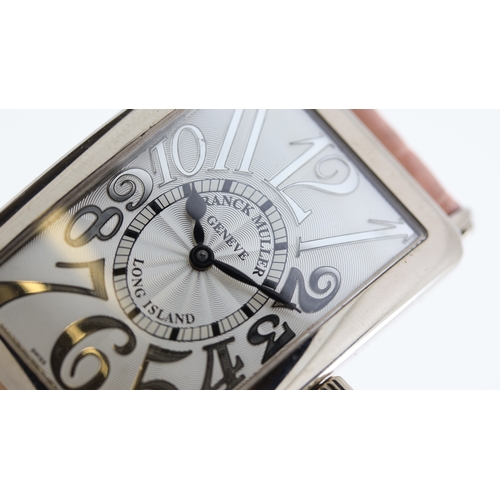 180 - FRANCK MULLER LONG ISLAND RELIEF 18K WHITE GOLD AUTOMATIC WRISTWATCH, rectangular textured dial with... 