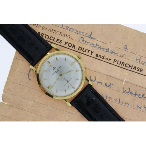 192 - 18CT VACHERON CONSTANTIN REFERENCE 4667 WITH PURCHASE RECEIPT 1953, circular sunburst silver dial wi... 