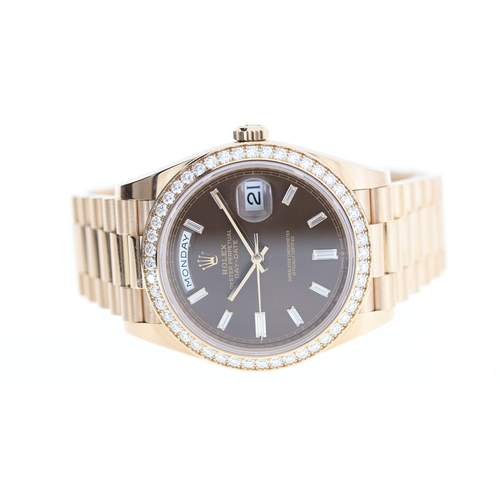 46 - Brand: Rolex
 Model Name: Day Date 40 
 Reference: 228345RBR
 Movement: Automatic
 Year: Circa 2018
... 