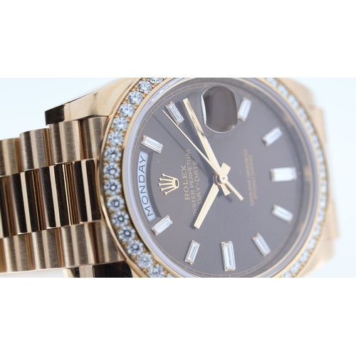 46 - Brand: Rolex
 Model Name: Day Date 40 
 Reference: 228345RBR
 Movement: Automatic
 Year: Circa 2018
... 