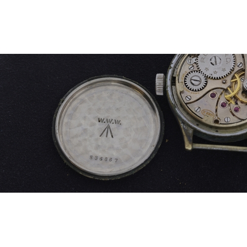 105 - Brand: Record
 Model Name: Dirty Dozen 
 Reference: W.W.W
 Movement: Manual Wind
 Year: 1940s
 Dial ... 