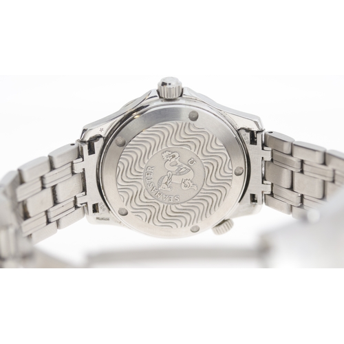 128 - Brand: Omega
 Model Name: Seamaster 300 M 
 Reference: 196.1502
 Movement: Quartz
 Dial shape: Circu... 