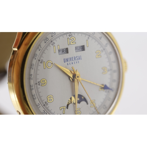 141 - Brand: Universal Geneve
 Model Name: Triple Calendar 
 Movement: Manual Wind
 Year: Circa 1950's
 Di... 